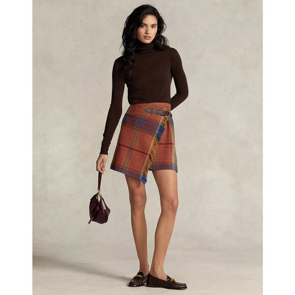 Polo by Ralph Lauren Dresses & Skirts - Polo Ralph Lauren Plaid Wool Tartan Plaid Fringe Mini Wrap Skirt 10 NWT $348